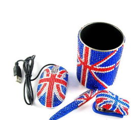 歐美流行鑲鉆筆筒套裝與英美國旗文具組合 廠家直銷價格與圖片展示